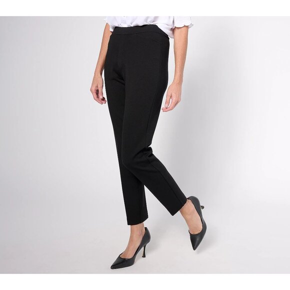 Susan Graver Pants - Susan Graver Petite Smart Ponte Knit Slim Leg Pants Black Womens Size XX Small